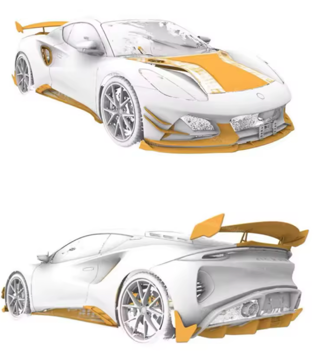 Lotus mit in Gelb gefärbten neuen Anbauteilen 