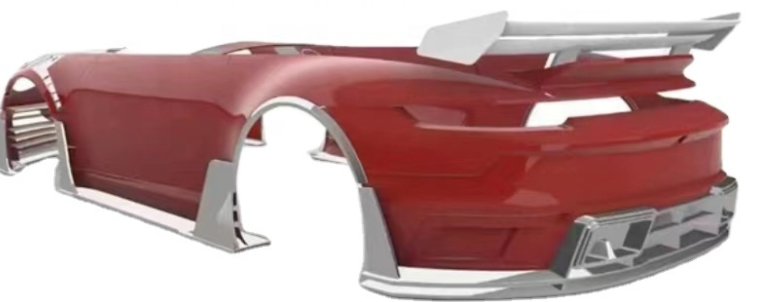 Porsche mit den gefertigten Bauteilen 